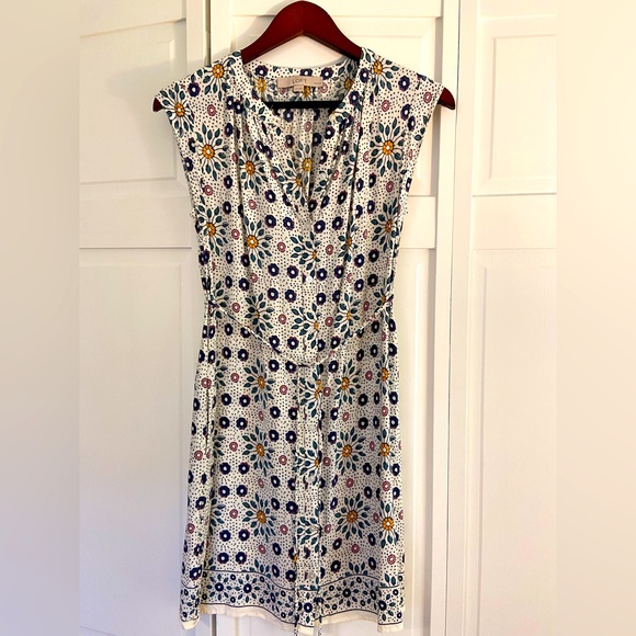 Loft Painterly Floral Flutter Dress Petite Small - Picture 1 of 4